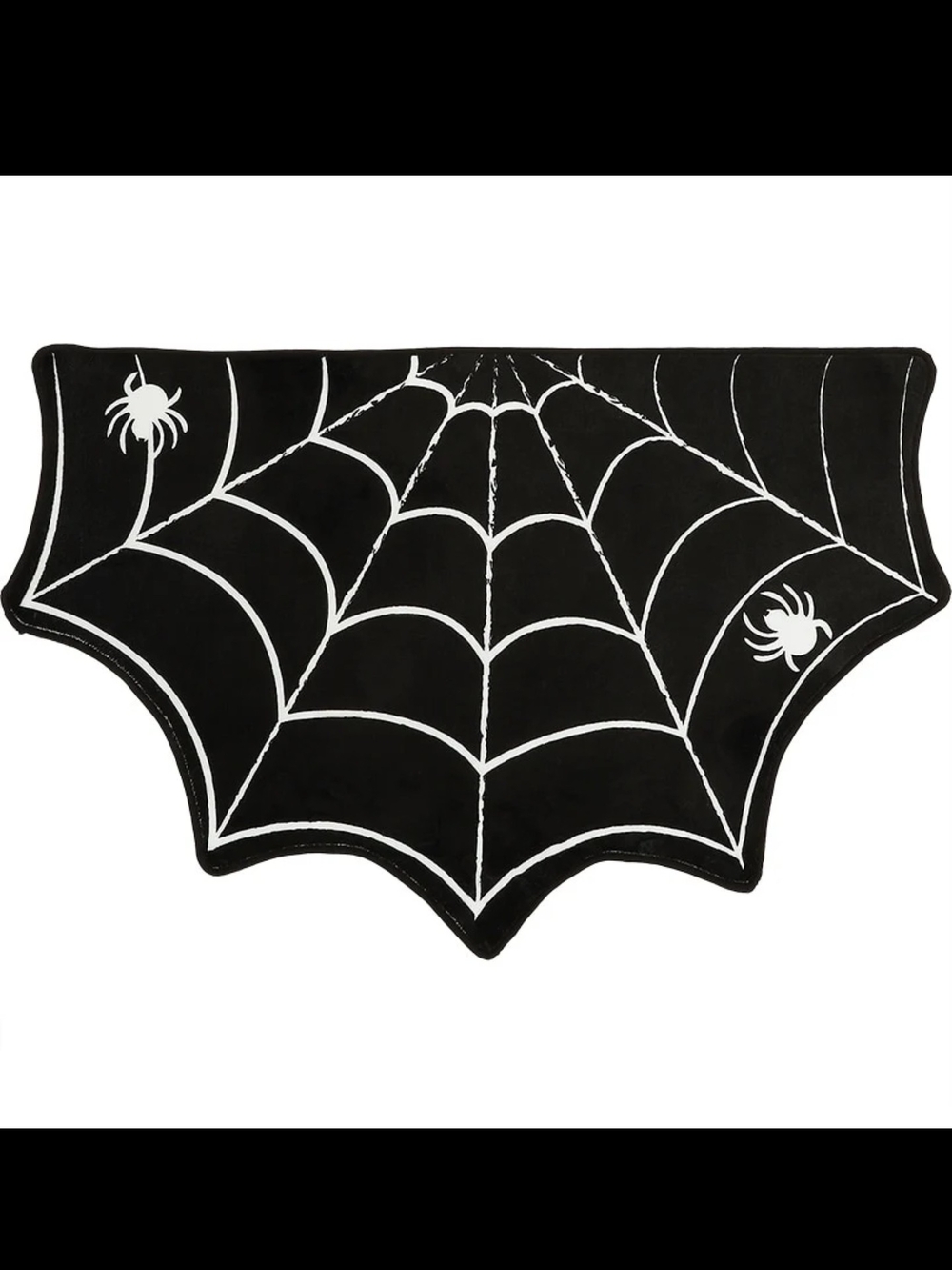 Black Spiderweb Accent Door Mat with White Web Detail